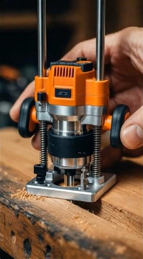 “Miniature Plunge Router in Action | Ultra-Realistic Macro Wood Cutting