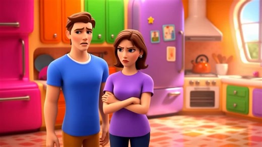two 3d pixar style characters husband wife having | Leonardo.Ai