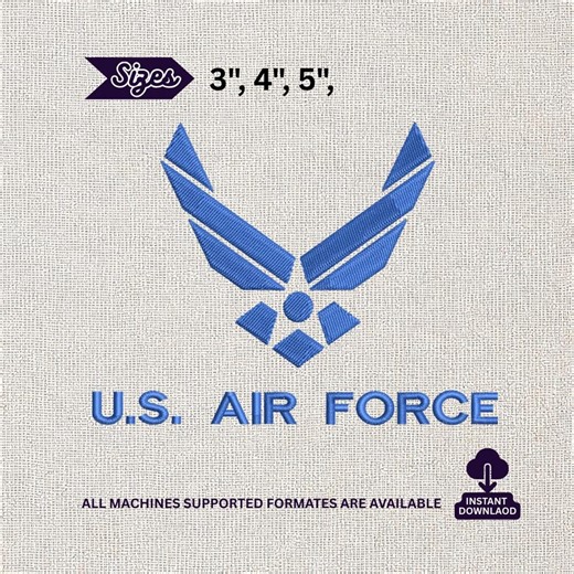 US Air Force Logo Embroidery Design, Military Symbol DST Pes File, USAF Machine Embroidery - Etsy Australia