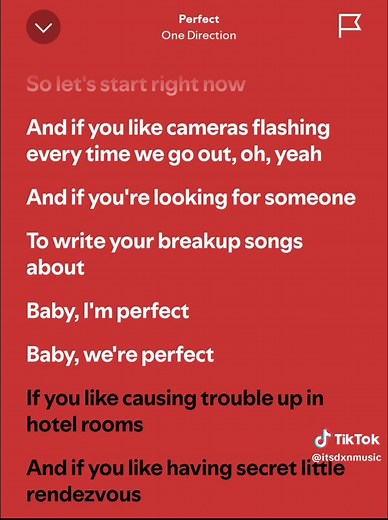 One Direction Perfect Full Lyrics on Spotify