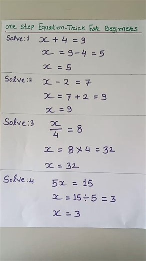 One Step Equations For Beginners