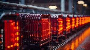 Radiator Manufacturing Process: A Comprehensive Guide. Concept Industrial Machinery, Metal Fabrication, Quality Control, Assembly Line Management, Product Testing