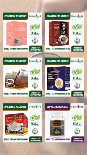 SHOPEE: https://shopee.ph/goldenseedcoffee#product_list LAZADA: https://www.lazada.com.ph/golden-seed-coffee/?q=All-Products&from=wangpu&langFlag=en&pageTypeId=2 TIKTOK: Golden Seed Coffee ______________________________________________________________________ ✨ Golden Seed Products — Enjoy Organic! Invest in Your Health! ✨ From energizing organic coffees to powerful supplements and refreshing wellness juices — Golden Seed brings you nature’s best in every sip and every capsule. 🌱💪🍃 Fuel your 