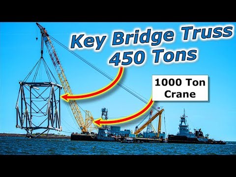 Key Bridge Collapse Moving MORE HUGE Bridge Truss Sections