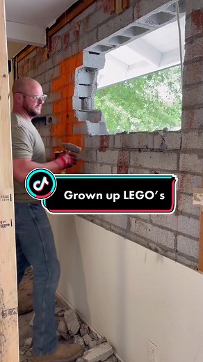 Masonry work is just Legos for grown-ups! Change my mind. Here we are opening up a block wall to add windows. ##masonry##mason##masonrywork##masonrylife##masonrytiktok##masonrycontractor##block##blockwork##remodel##remodelacion##remodeling##renovation##renovationproject##renovate##demo##demolition##dirtyhandscleanmoney