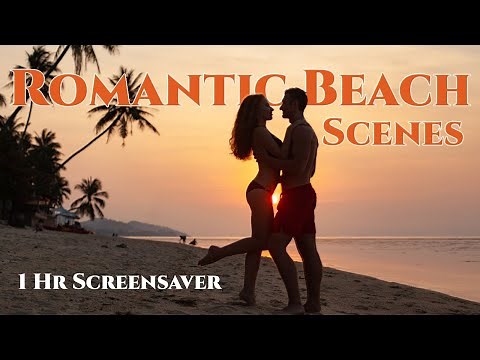 Romantic Couples on the Beach | Relaxing Sunset Beach Scene for Date Night | Beach Screensaver