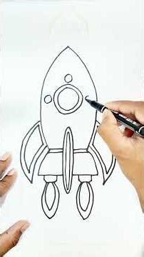 Easy Rocket Drawing for Kids 🚀 | Step by Step Coloring Tutorial