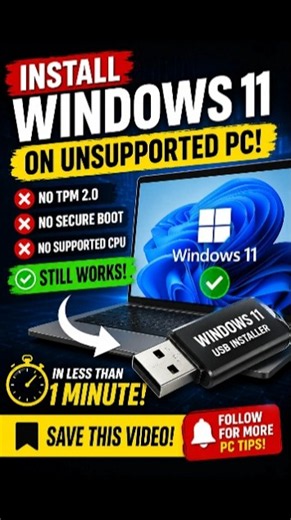 Old PC? Install Windows 11 in 5 Minutes! #shorts
