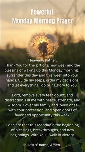 Powerful Monday Prayer | Morning Blessings😇 #MondayBlessings #DailyPrayer #prayer #powerful