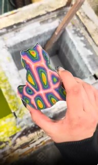 Funky candles with trippy patterns using leftover wax