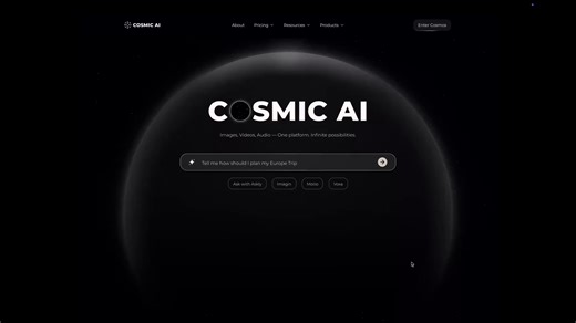 Cosmic AI's Animated Hero Section