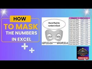 😷How to Mask the numbers in Excel😷
