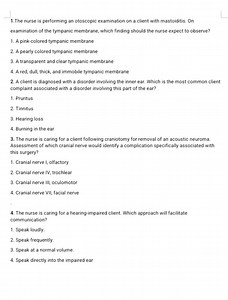 Nursing and Ear Examination QuestionsThe nurse is performing ... | Filo