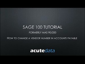 Sage 100 - How To Change A Vendor Number (formerly MAS 90 / 200)