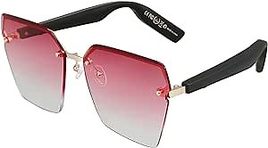 Smart Bluetooth Sunglasses for Men Women Frameless Sunglasses with Bluetooth 5.0 Fashionable Gradient Lens Voice Control for All Smart Devices (Gradient Red)