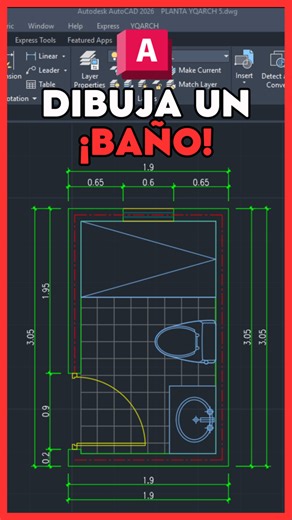 2.4M views · 29K reactions | Hoy te enseño a dibujar un baño en AutoCAD desde cero usando el plugin YQARCH #autocad #autocad2d #autocaddrawing #autocadarchitecture #autocaddesigning #autocadtutorial #autocadplan #autocadtraining | Arqvis | Facebook