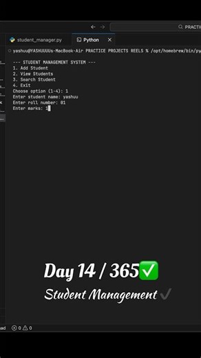 14/365 ✅ | Building a Student Management System in Python