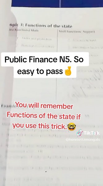 Learn this skill to help you remember Public Finance N5 material. #fypシ゚viral #SAMA28 #onlinetutor #PublicFinance #publicfinancelessons #foryourpage #motivation #tricks #studywithme #withoutborders #following #satiktok🇿🇦 #tshwanenorthtvetcollege