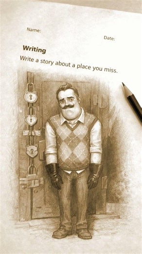hello neighbor drawing nostalgic music #nostalgia #helloneighbour