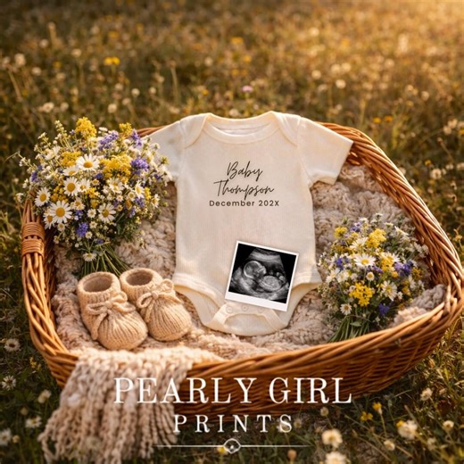 Minimalist Summer Pregnancy Announcement | Simple Summer Baby Reveal Editable Template (digital Download) - Etsy