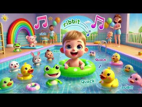 Baby Learns Animal Sounds in Water 🐸💦 | Fun Swimming Pool Learning for Toddlers 👶🌊 | Frog