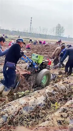 Machine helps with spring plowing, farmers are full of energy!
