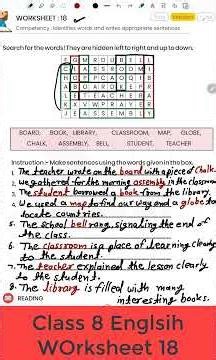 English Workbook class 8 worksheet 18 #worksheet18 #class8english