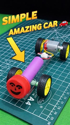 Simple Amazing DC Motor Car 🚗 | DIY Mini Battery Car at Home #Shorts