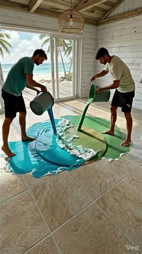 This Floor Is Amazing 😱 Ocean Epoxy Floor Transformation #epoxyfloor #satisfying #renovation #diy