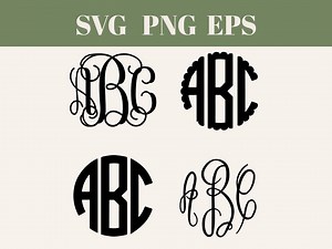 Four Monogram SVG Fonts Bundle - Etsy