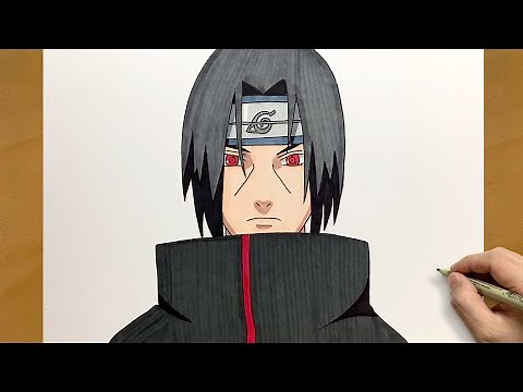 How to draw Itachi Uchiha from Naruto || Colored anime drawing showcase || Step by step anime art