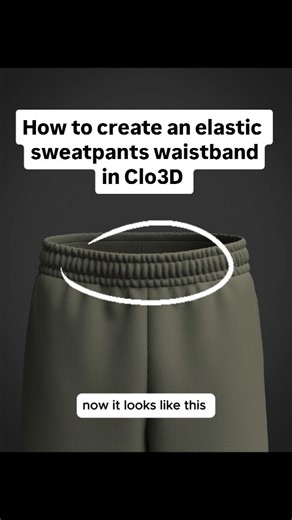 Wilhelm Grehl on Instagram: "Clo3D tutorial: elastic sweatpants waistband made easy. Join my Skool Community for the full tutorial. #clo3d #digitalfashion #clo3dtraining #clo3dtips #clo3dtutorial"