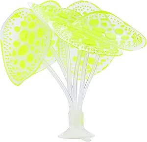Soft Silicone Glowing Simulation Coral, Fluorescence Aquatic Artificial Water Plants for Aquarium (Yellow)