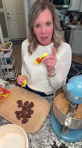 DOUBLE PEANUT BUTTER, PEANUT BUTTER COOKIES for a WORK MEETING are the PERFECT SWEET TREAT! 🥜 🧈 🍪 Preheat oven to 350° and line 2 cookie sheets with parchment paper. 1 cup unsalted butter 1 cup brown sugar 1 cup white sugar 1 cup chunky peanut butter 3 cups AP flour 1 teaspoon baking soda 1/2 teaspoon baking powder 1/2 teaspoon salt 2 eggs 2 teaspoons vanilla 2 cups frozen peanut butter cup eggs 1 cup chocolate chips Bake 12-14 minutes or until golden brown around the edges. Let rest on the s