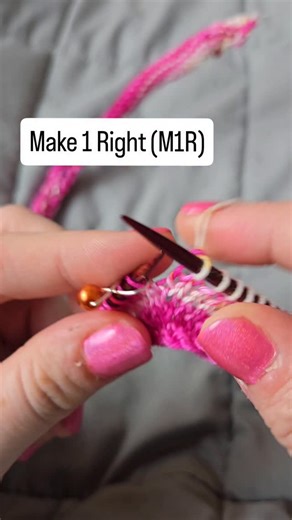 Katie | Knitting & Oils on Instagram: "💖 Make 1 Right (M1R) and Make 1 Left (M1L) 💖 These are two increase stitches that I see so often in patterns! Make 1 right (M1R)- pick up strand from the back and knit as normal Make 1 left (M1L)- pick up strand from the front and knit it through the back loop Save this post to remember the difference!"
