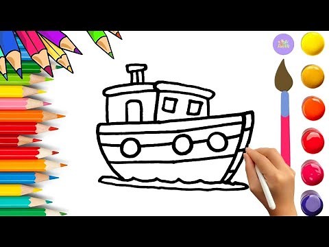 How To Draw cute Ship Drawing, Painting & Coloring For Kids and Toddlers_🌈🎨