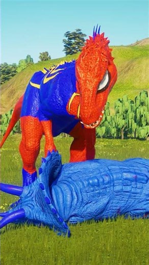 TRex & Indominus Vs 2X Triceratops