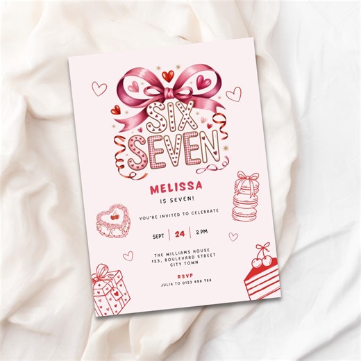 6 7 Birthday Invitation - 6-7 Kids Party - Editable 7th Birthday Invite for Girls (digital Download) - Etsy