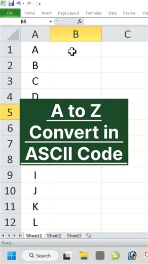 A to Z Convert in ASCII Code. #shortvideo #computertrick #shortcut #shortstricks #exceltips