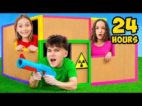 🤯🏠 24H CHALLENGE: LIVING IN A CARDBOARD BUNKER!