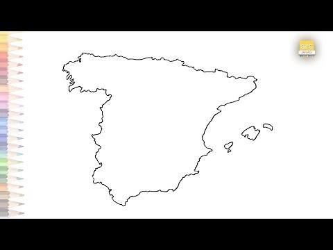 Spain Map outline drawing | Map drawing tutorials | How to draw Spain Map step by step