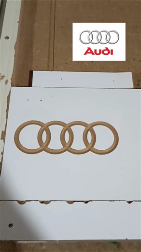 Audi logo engraving on MDF with CNC 🔥Precision meets design #woodworking #audi #cnc #mdf