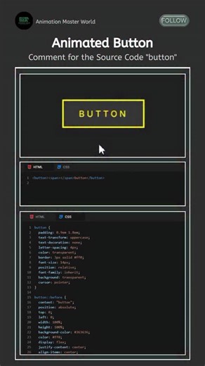 AnimationMasterWorld on Instagram: "Comment for the Source Code "button" . . . . #html #css #javascript #cursoranimation #webdesign #frontend #ui #ux #codesnippets #100daysofcode . . . . animated cursor HTML CSS JS, custom cursor effect, cursor trail animation, magnetic cursor hover, cursor ripple effect, accessible custom cursor, vanilla js cursor animation"