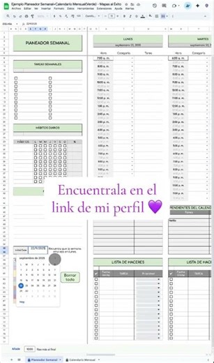 Planeador Semanal+Calendario Mensual #weeklyplanner #googlesheets #officesoftware #spreadsheet