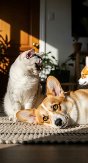 Cat and Corgi Meet for the First Time | 猫とコーギ Instant Friendship Begins