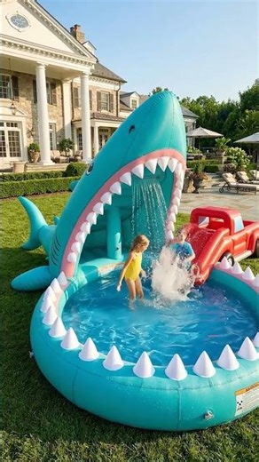 Giant Shark Pool Water Slide: Ultimate Backyard Fun!