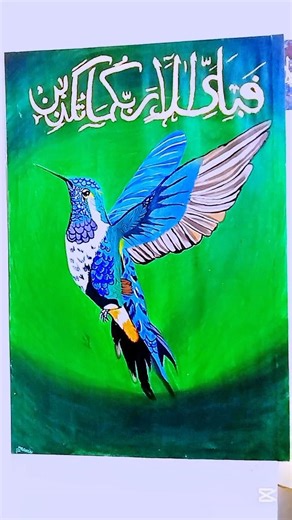 Beautiful Hummingbird🤯Painting with Islamic Calligraphy | Satisfying Art 🎨#shorts#art#qurqn#islam