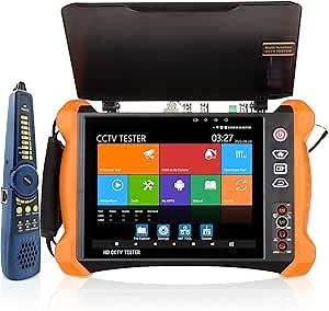 Rsrteng CCTV Tester 8K 32MP 12MP IP Camera Test with POE++ Max 90W Power Output POE Camera Tester 4K 8MP TVI/CVI/AHD/SDI/CVBS All Features DMM OPM Cable Tester TDR Network Tools HD I/O WiFi