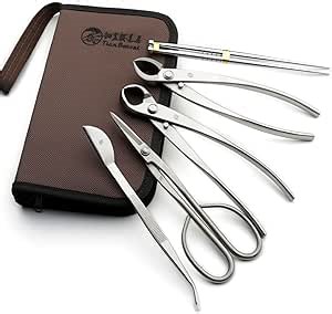 TianBonsai Bonsai Tools 5-Piece Alloy Steel Bonsai tool Kit In Cluding 210mm Long Handle Scissors / 205mm Branch Cutter / 205mm Knob Cutter / 200mm Straight Root Hook/Tweezers (NBK5-01)