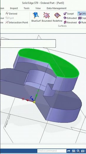 Superficies Solid Edge ST9 Comando surface Revolute offset #app #autocad #automobile #cad #